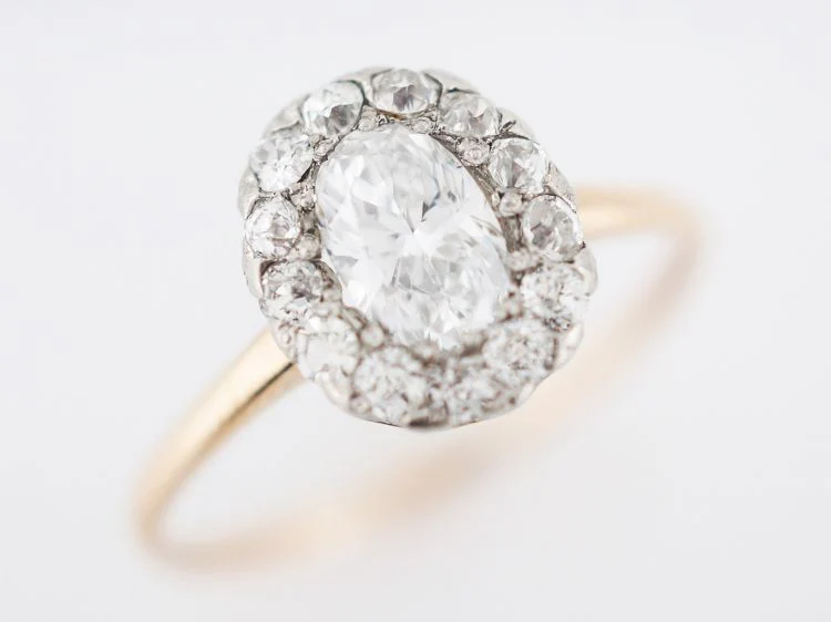 Antique Engagement Ring Victorian .51 Oval Cut Diamond in 14k Yellow Gold - Image 4