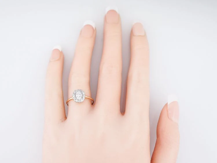Antique Engagement Ring Victorian .51 Oval Cut Diamond in 14k Yellow Gold - Image 6