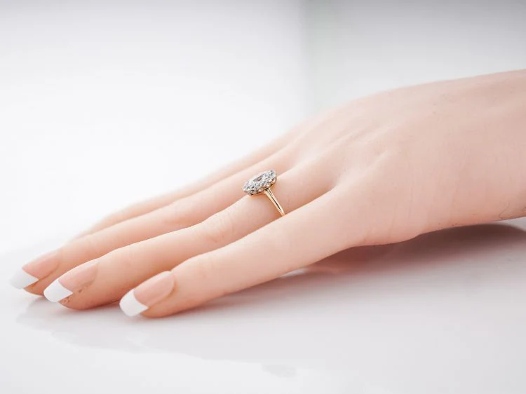 Antique Engagement Ring Victorian .51 Oval Cut Diamond in 14k Yellow Gold - Image 7