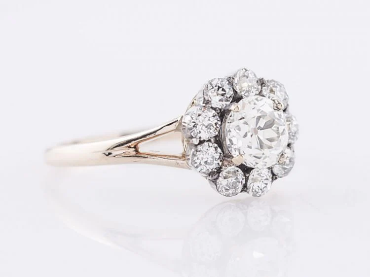 Antique Engagement Ring Victorian .52 Old European Cut Diamond in 14k Yellow Gold - Image 2