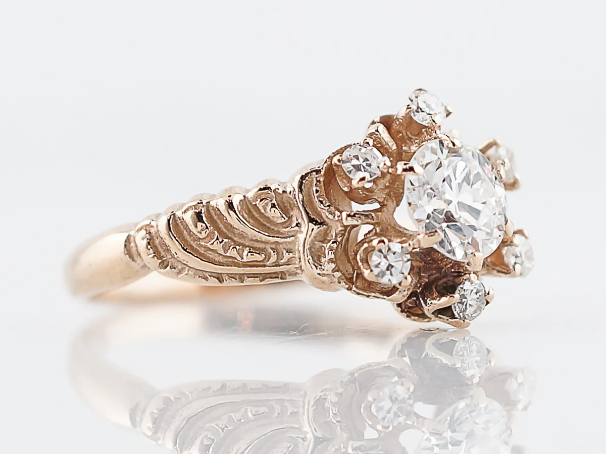 Antique Engagement Ring Victorian .53 Old European Diamond in 14k Yellow Gold - Image 3