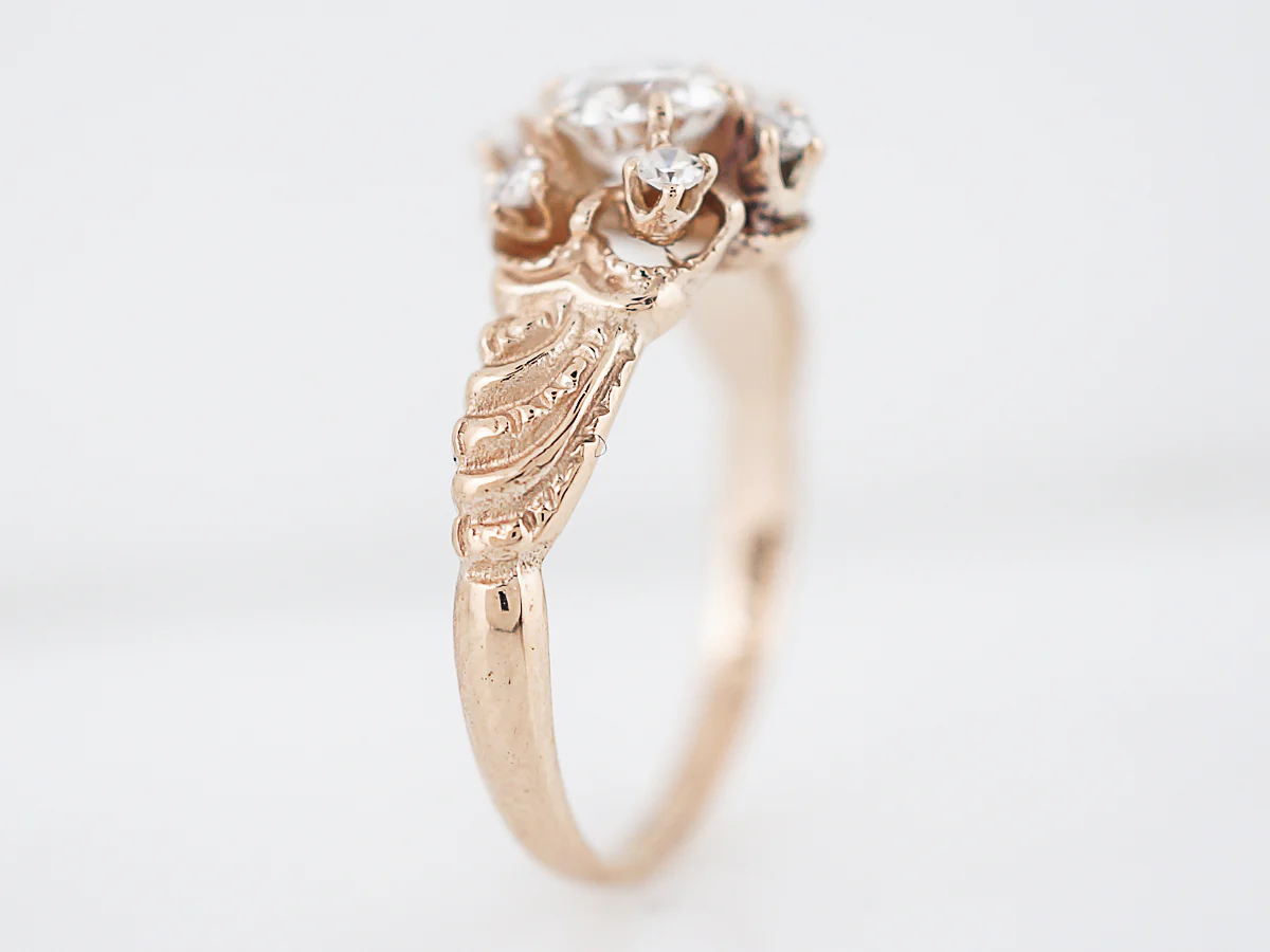 Antique Engagement Ring Victorian .53 Old European Diamond in 14k Yellow Gold - Image 5