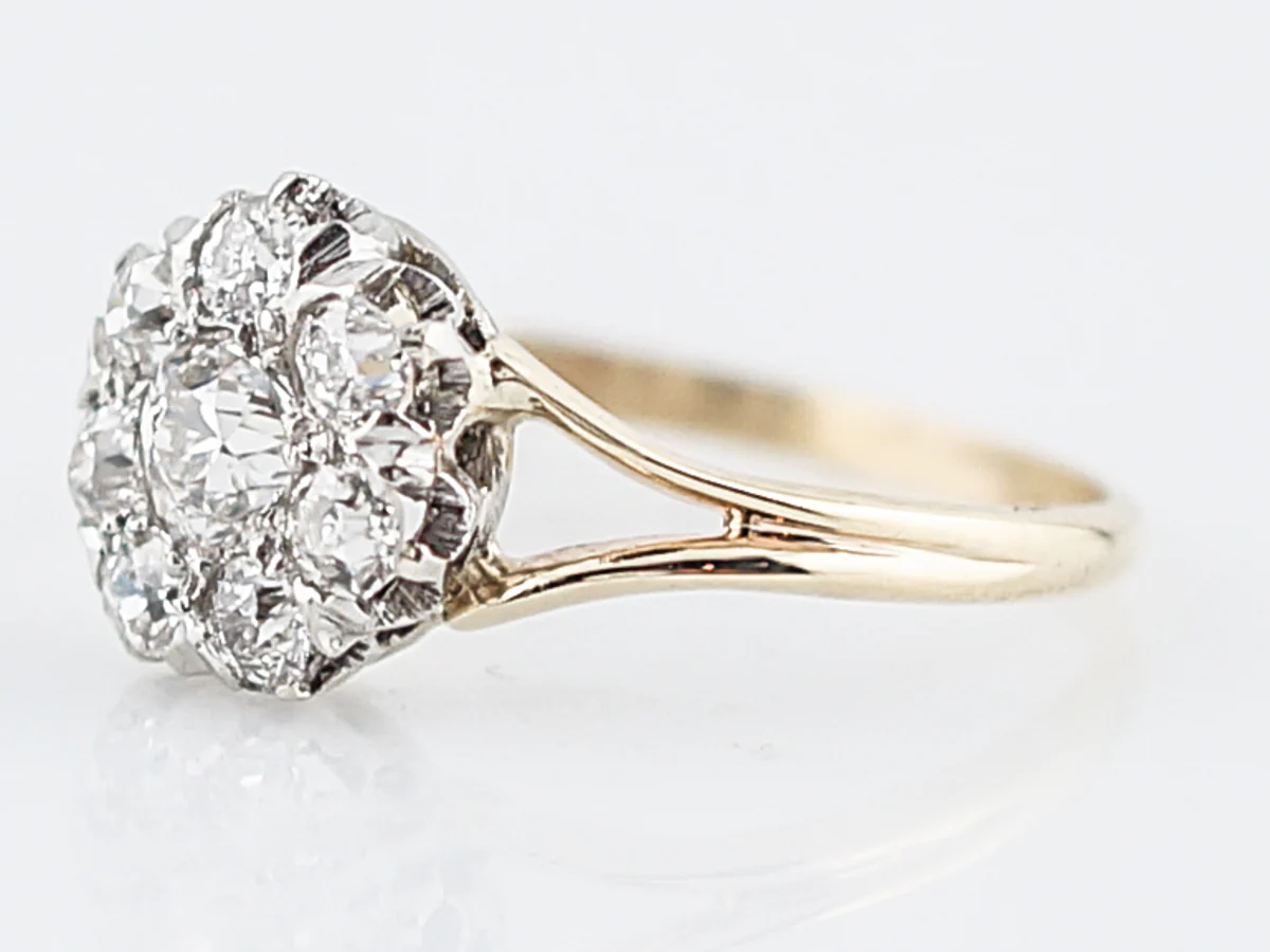 Antique Engagement Ring Victorian .56 Old European Cut Diamonds in 14k Yellow & White Gold - Image 2