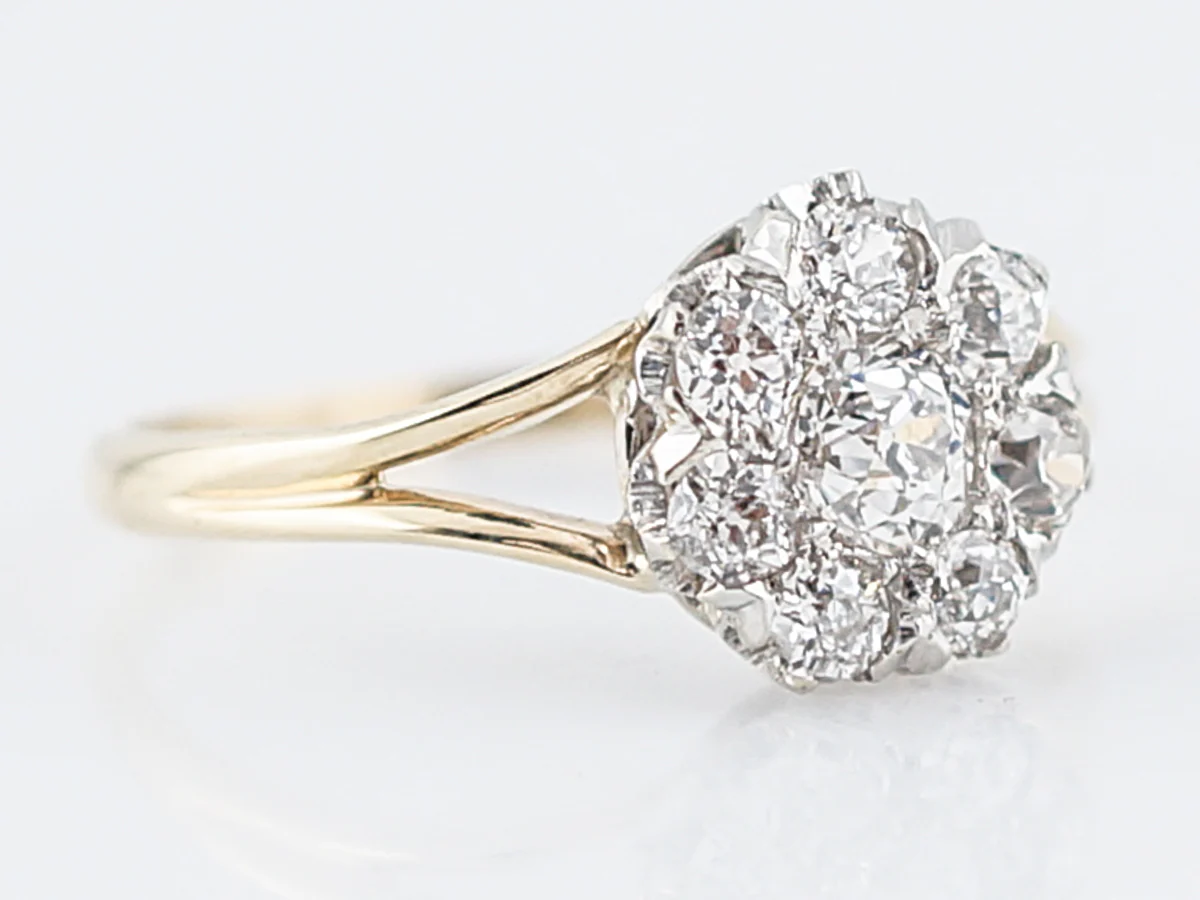 Antique Engagement Ring Victorian .56 Old European Cut Diamonds in 14k Yellow & White Gold - Image 3