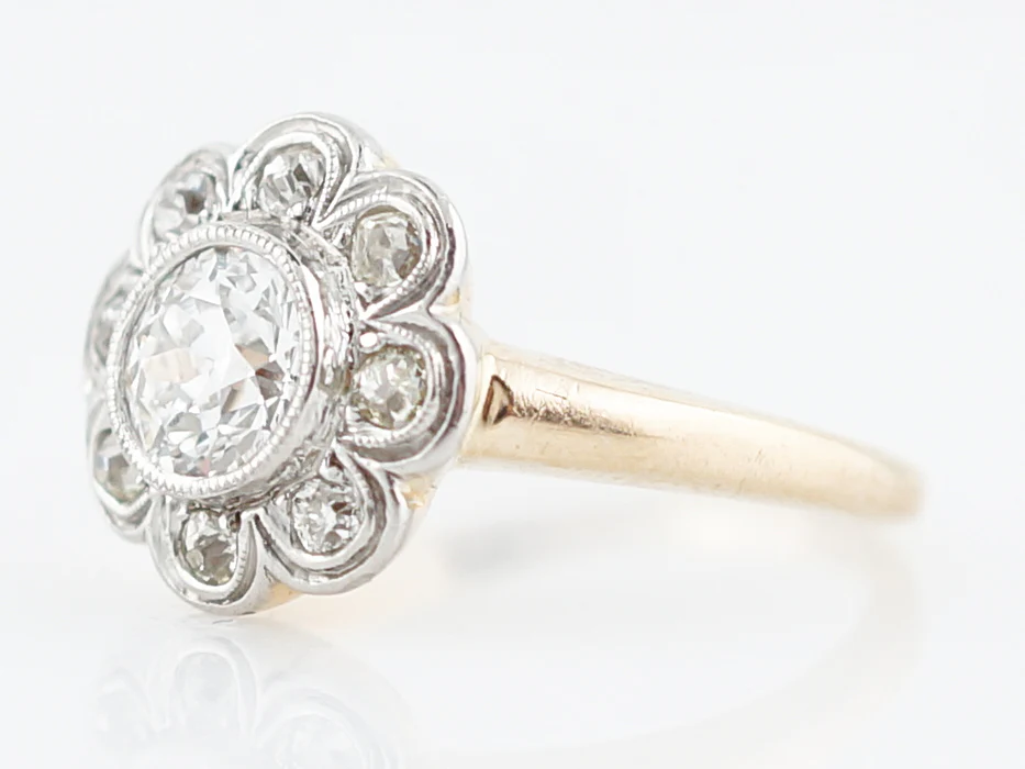 Antique Engagement Ring Victorian .58 Old European Cut Diamond in 14K Yellow Gold & Platinum - Image 2