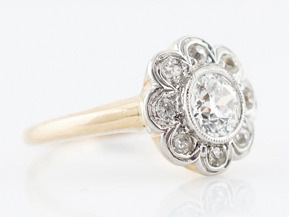 Antique Engagement Ring Victorian .58 Old European Cut Diamond in 14K Yellow Gold & Platinum - Image 3