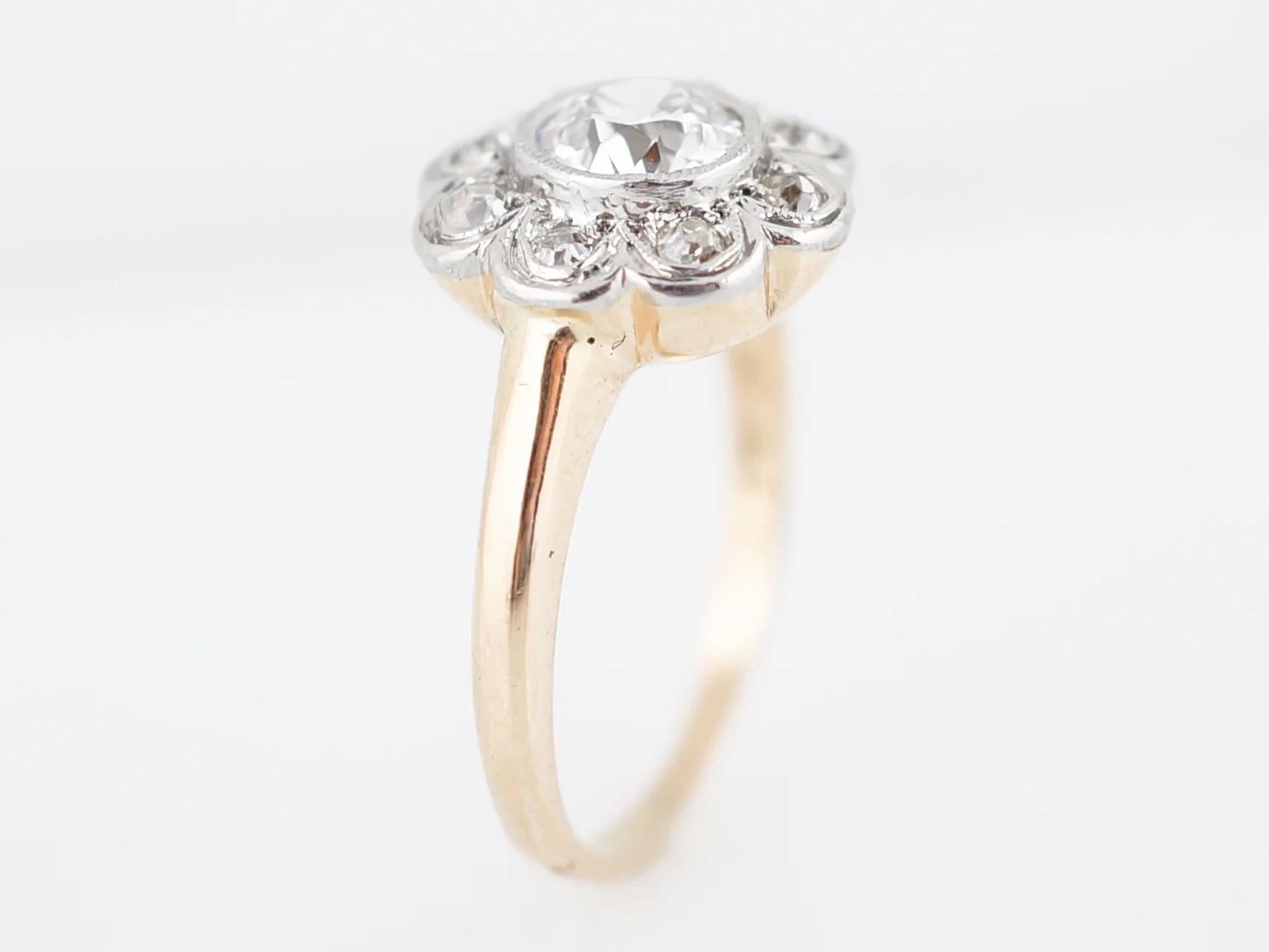 Antique Engagement Ring Victorian .58 Old European Cut Diamond in 14K Yellow Gold & Platinum - Image 4