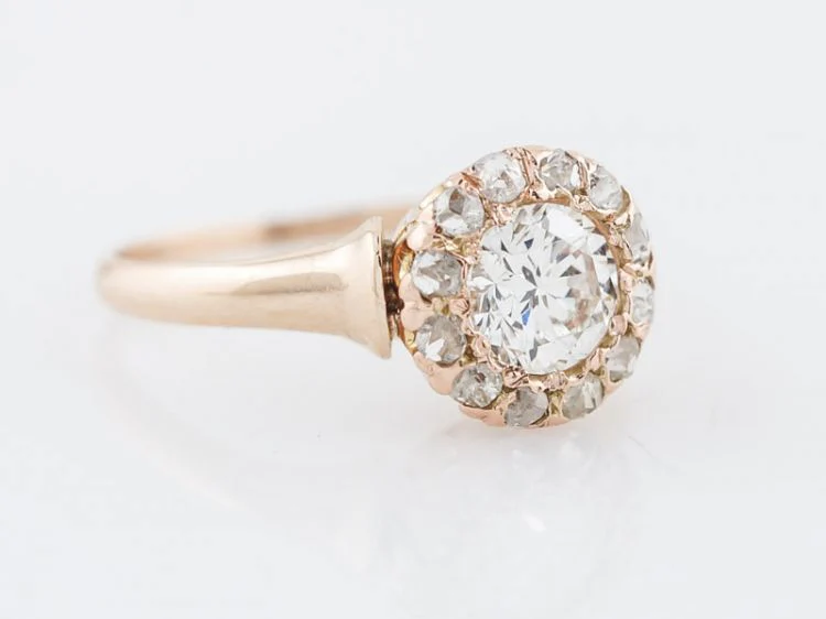 Antique Engagement Ring Victorian .60 Round Brilliant Cut Diamond in 14k Yellow Gold - Image 2