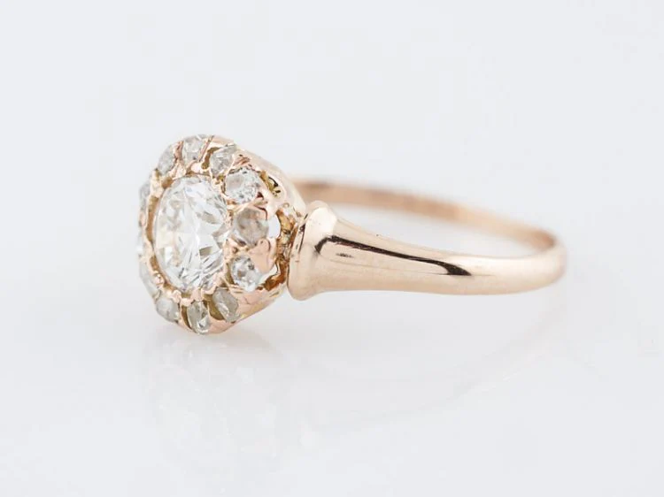 Antique Engagement Ring Victorian .60 Round Brilliant Cut Diamond in 14k Yellow Gold - Image 3