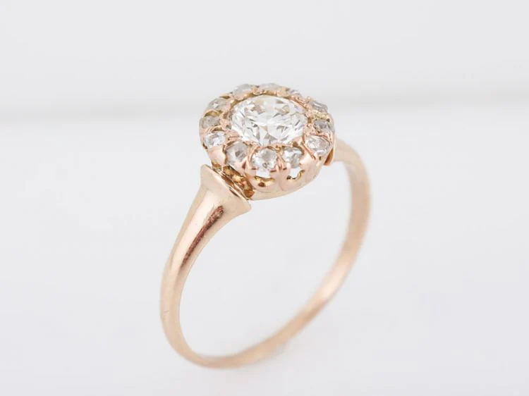 Antique Engagement Ring Victorian .60 Round Brilliant Cut Diamond in 14k Yellow Gold - Image 4