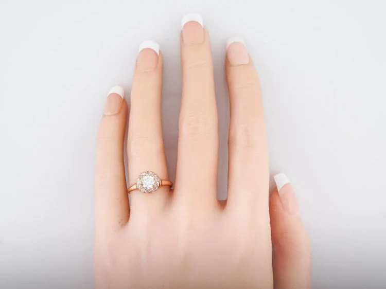 Antique Engagement Ring Victorian .60 Round Brilliant Cut Diamond in 14k Yellow Gold - Image 6