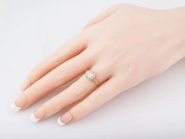 Antique Engagement Ring Victorian .60 Round Brilliant Cut Diamond in 14k Yellow Gold - Image 7