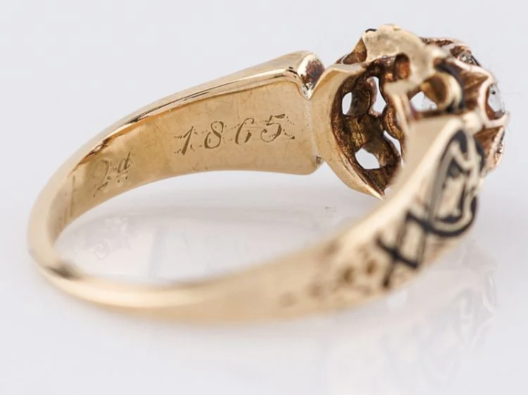 Antique Engagement Ring Victorian .61 Old Mine Cut Diamond in 18k Yellow Gold - Image 3