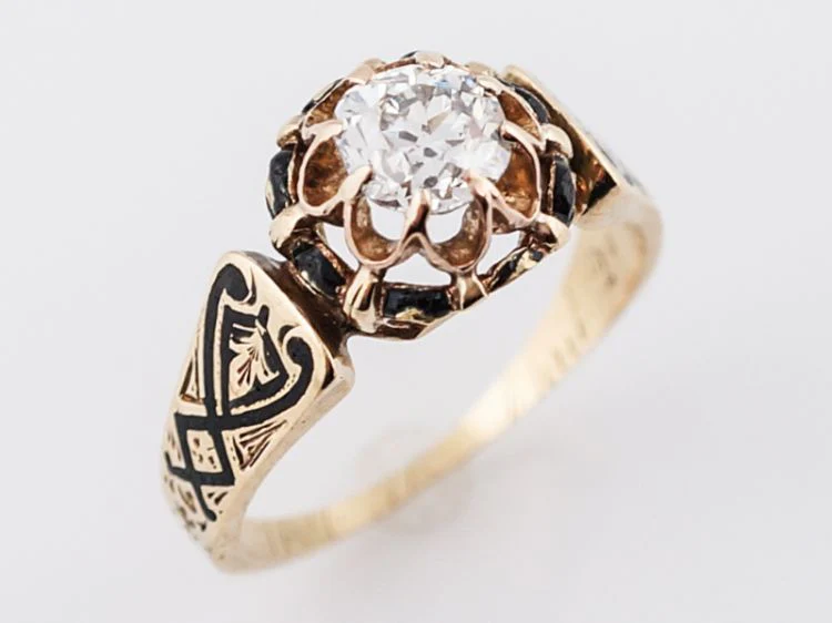 Antique Engagement Ring Victorian .61 Old Mine Cut Diamond in 18k Yellow Gold - Image 4