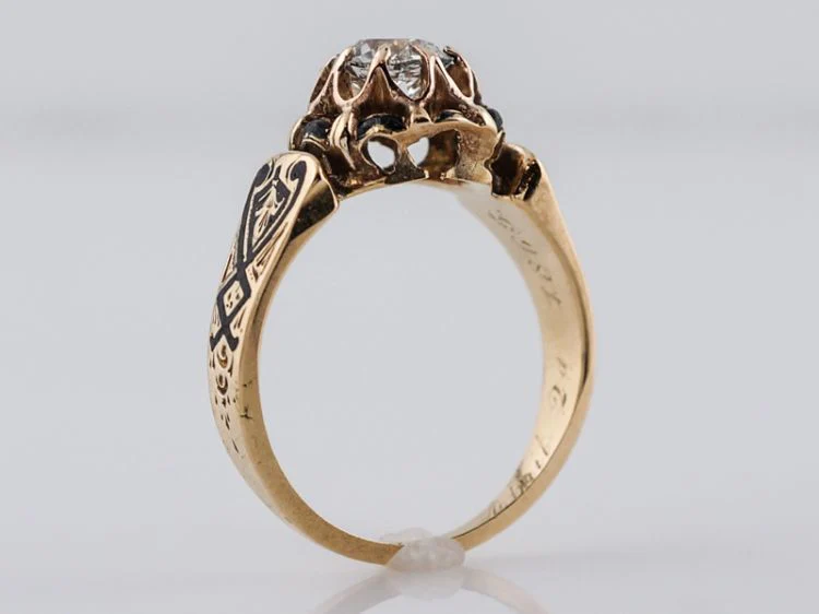 Antique Engagement Ring Victorian .61 Old Mine Cut Diamond in 18k Yellow Gold - Image 5