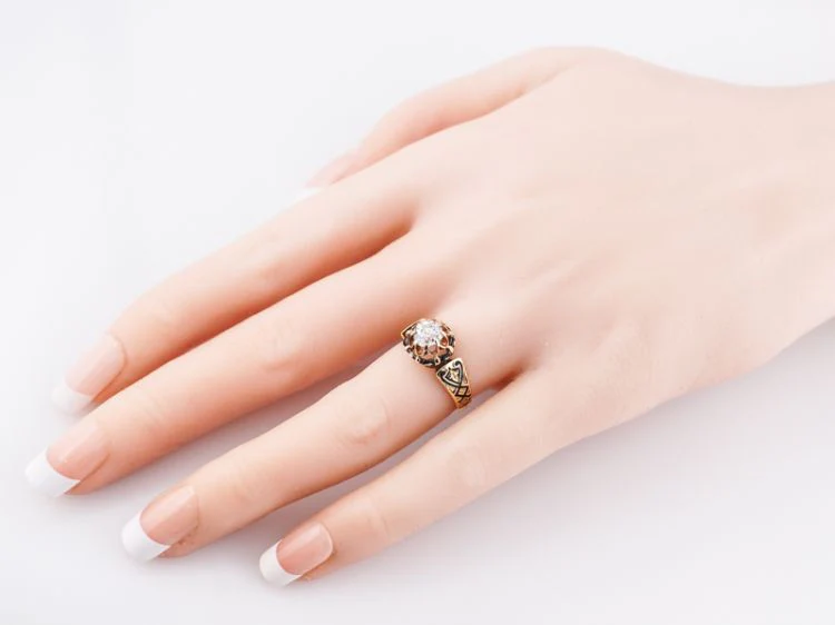 Antique Engagement Ring Victorian .61 Old Mine Cut Diamond in 18k Yellow Gold - Image 9