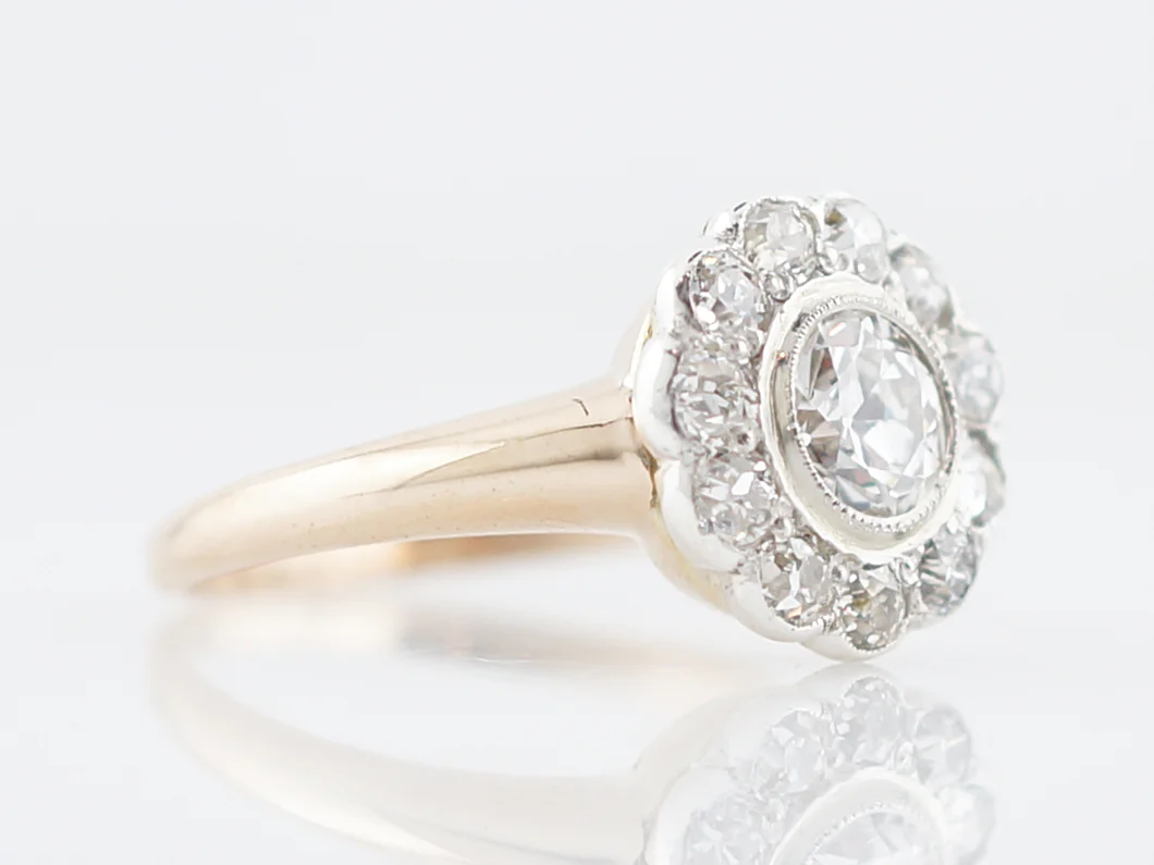 Antique Engagement Ring Victorian .62 Old European Cut Diamond in 14K Yellow & White Gold - Image 2