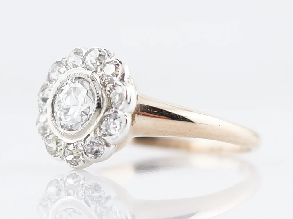 Antique Engagement Ring Victorian .62 Old European Cut Diamond in 14K Yellow & White Gold - Image 3