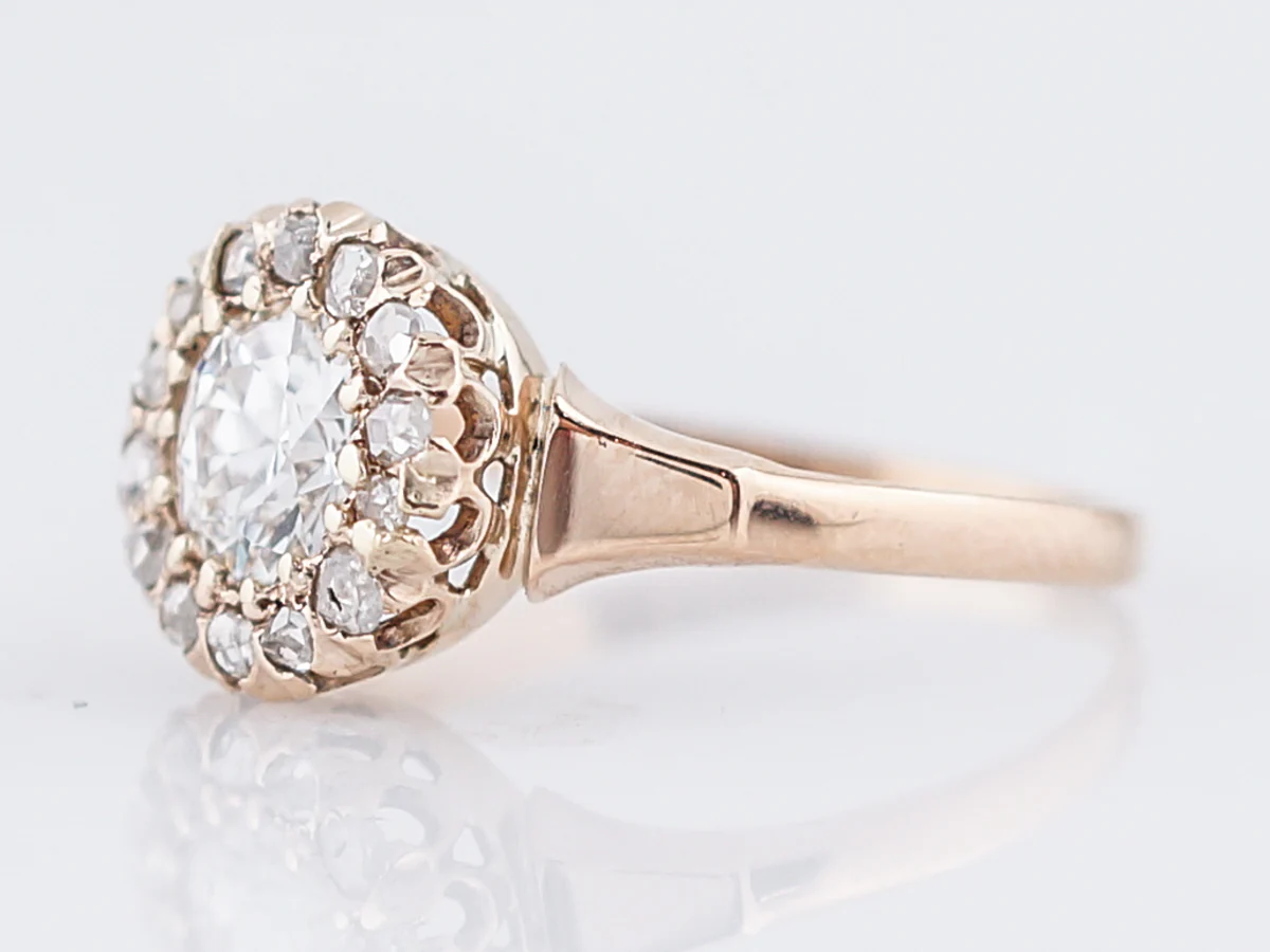 Antique Engagement Ring Victorian .69 Old European Cut Diamond in 14k Yellow Gold - Image 2