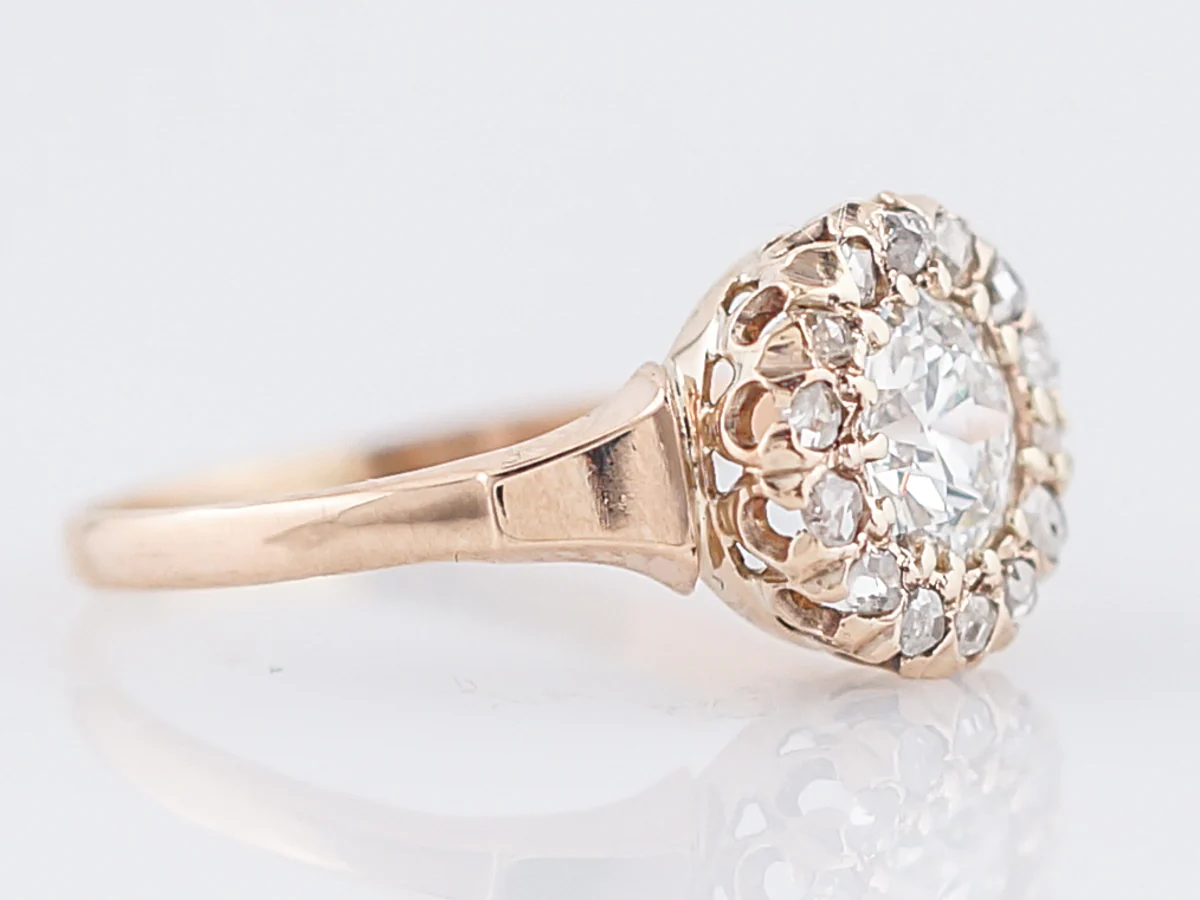 Antique Engagement Ring Victorian .69 Old European Cut Diamond in 14k Yellow Gold - Image 3