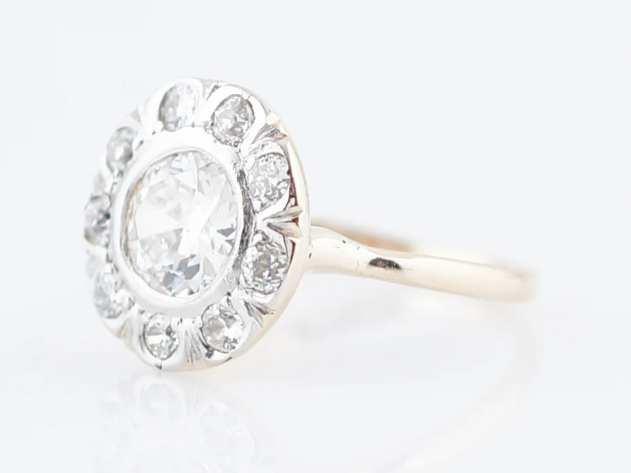 Antique Engagement Ring Victorian .80 Old European Cut Diamond in 14K Yellow & White Gold - Image 2