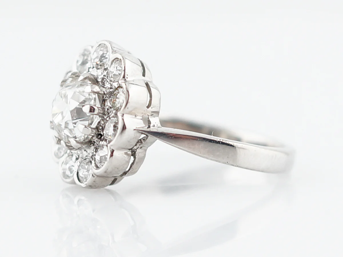 Antique Engagement Ring Victorian .87 Old Mine Cut Diamond in 14K White Gold - Image 2