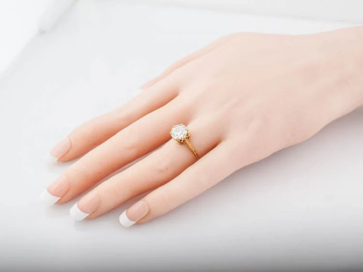 Antique Engagement Ring Victorian GIA 1.80 Old European Cut Diamond in 10k Yellow Gold - Image 7