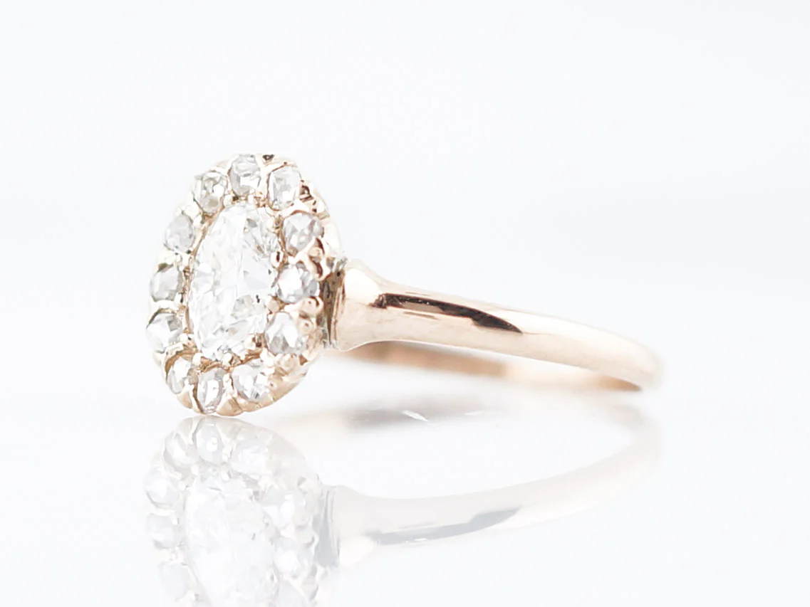 Antique Engagement Ring Victorian GIA .54 Oval Cut Diamond in 14k Yellow Gold - Image 2