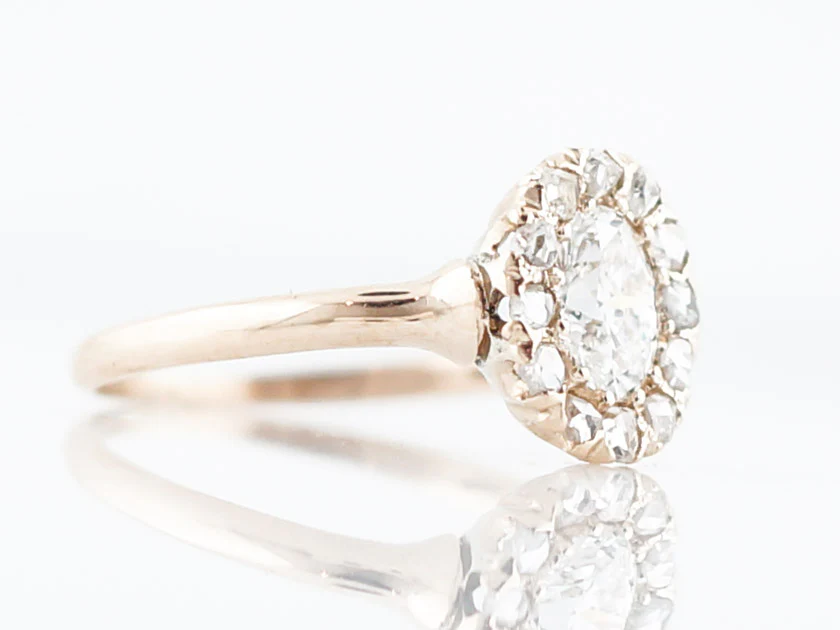 Antique Engagement Ring Victorian GIA .54 Oval Cut Diamond in 14k Yellow Gold - Image 3
