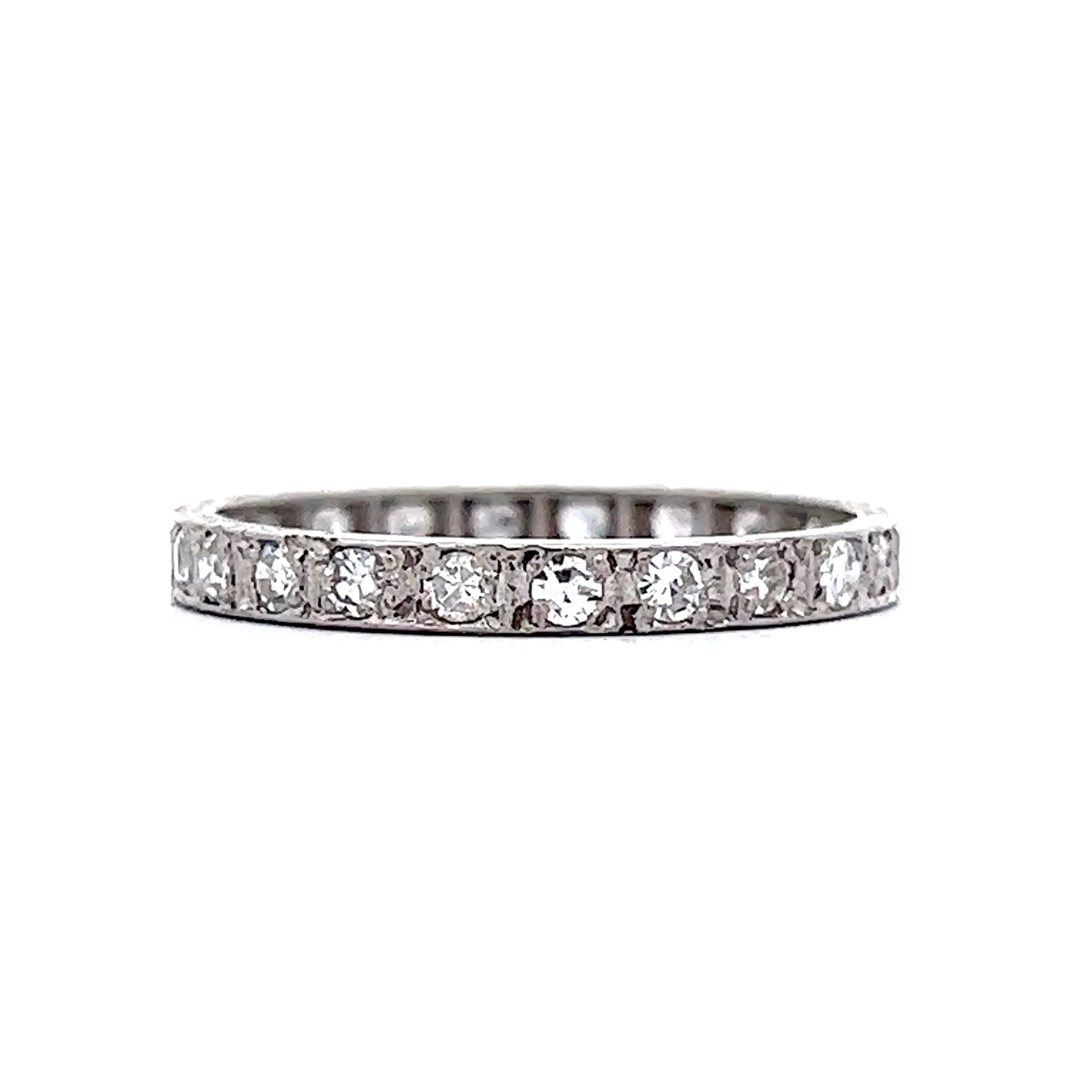 Antique Engraved Diamond Eternity Band in Platinum - Image 2