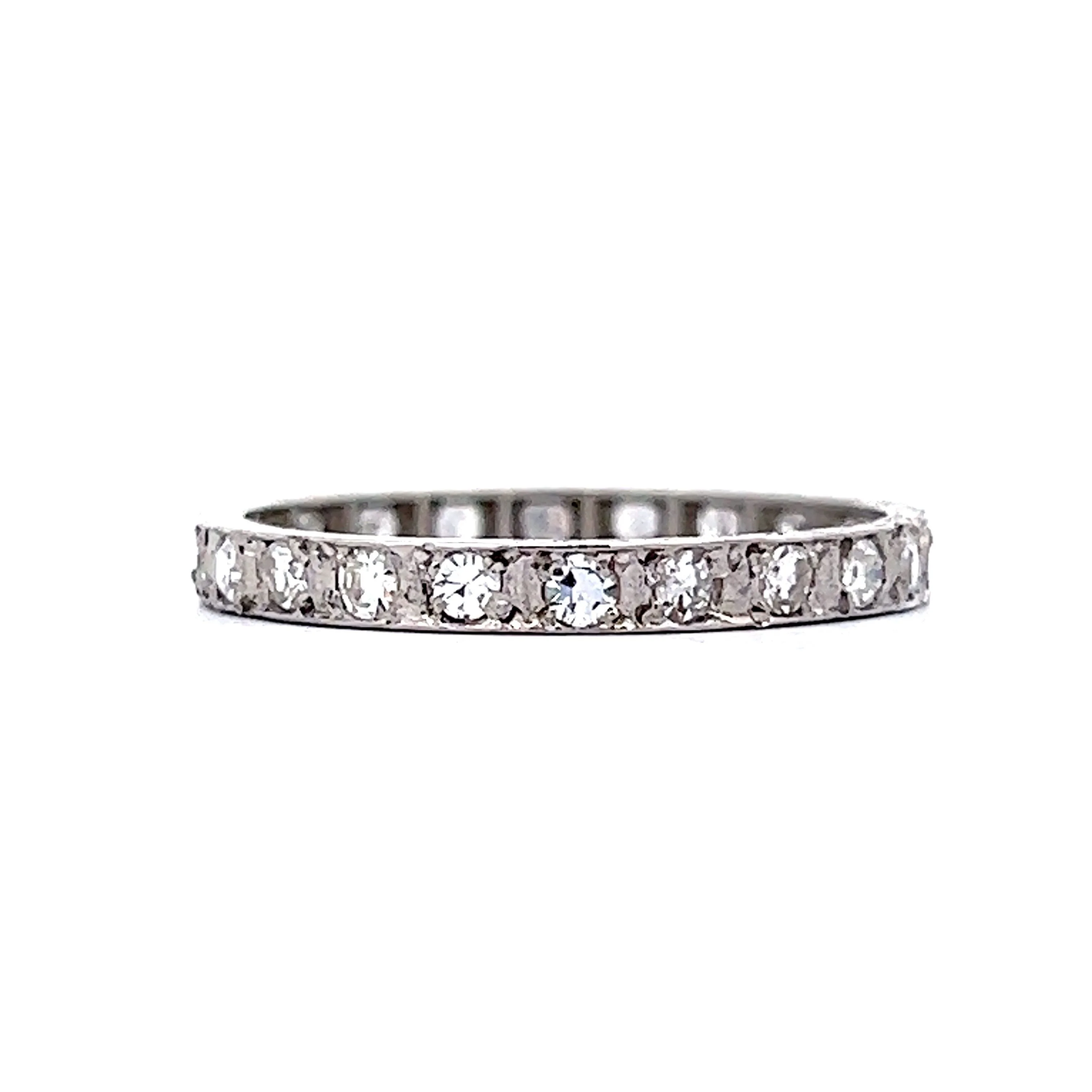 Antique Engraved Diamond Eternity Band in Platinum - Image 3