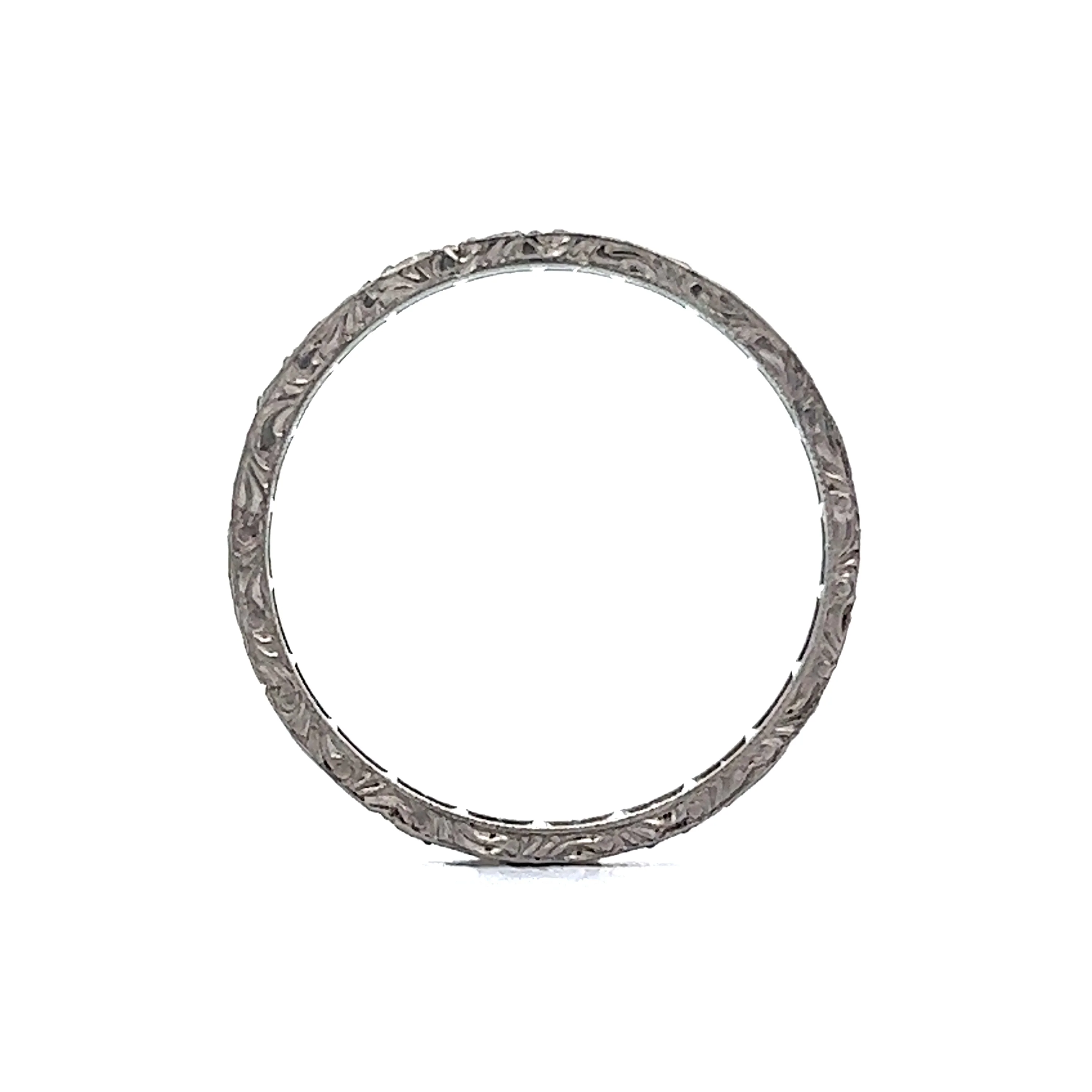Antique Engraved Diamond Eternity Band in Platinum - Image 4