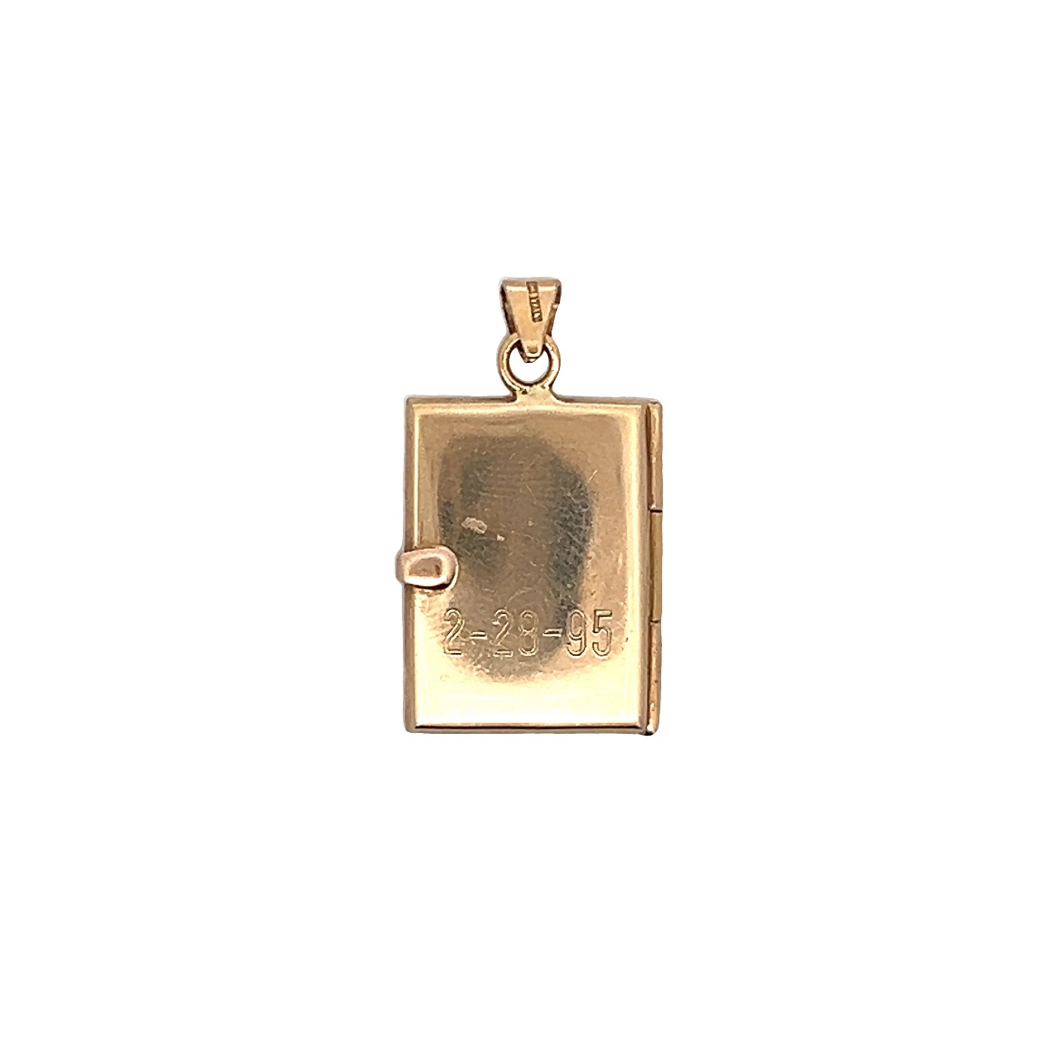 Antique Engraved Locket Pendant in 14k Yellow Gold - Image 2