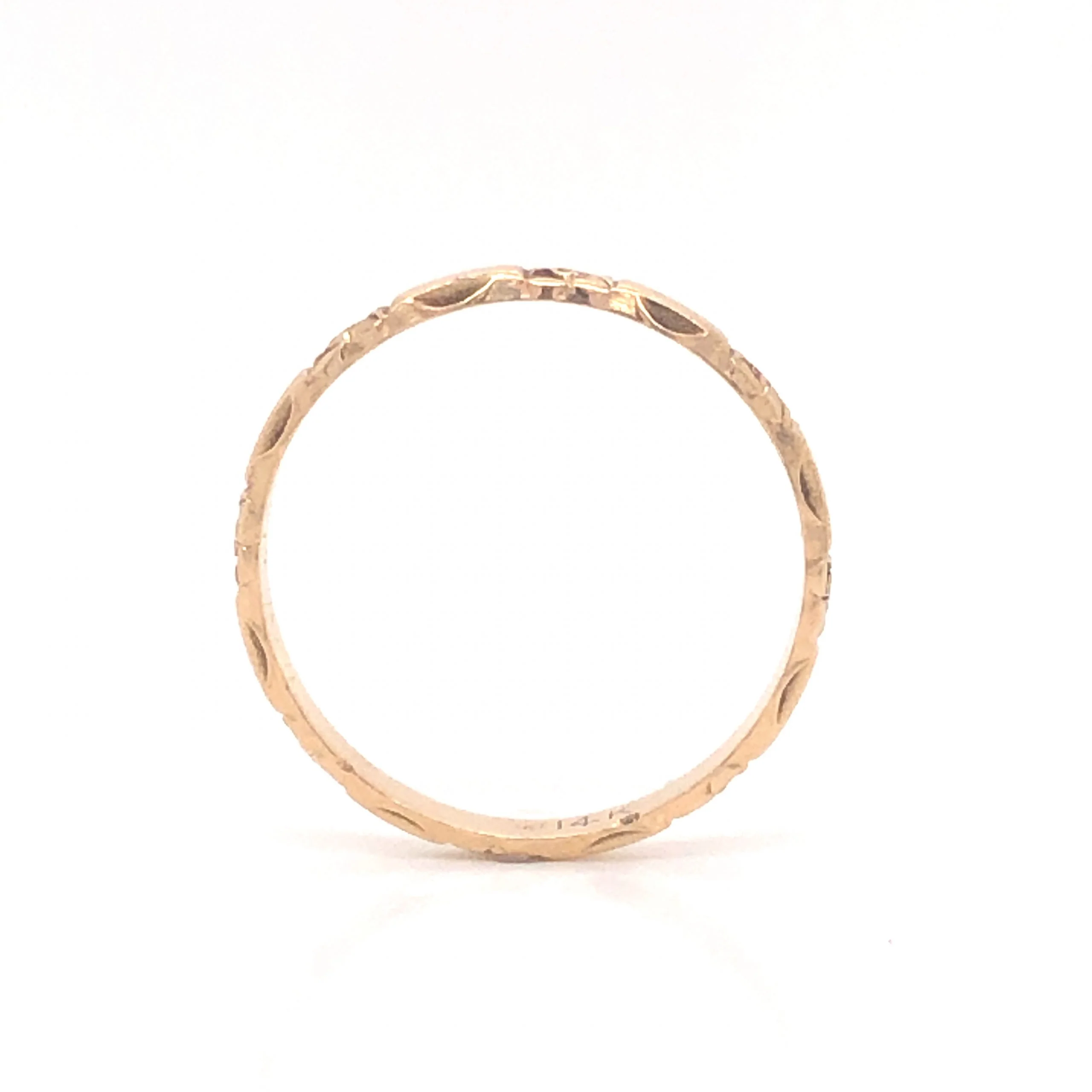 Antique Engraved Orange Blossom Wedding Band in 14k Yellow Gold - Image 4