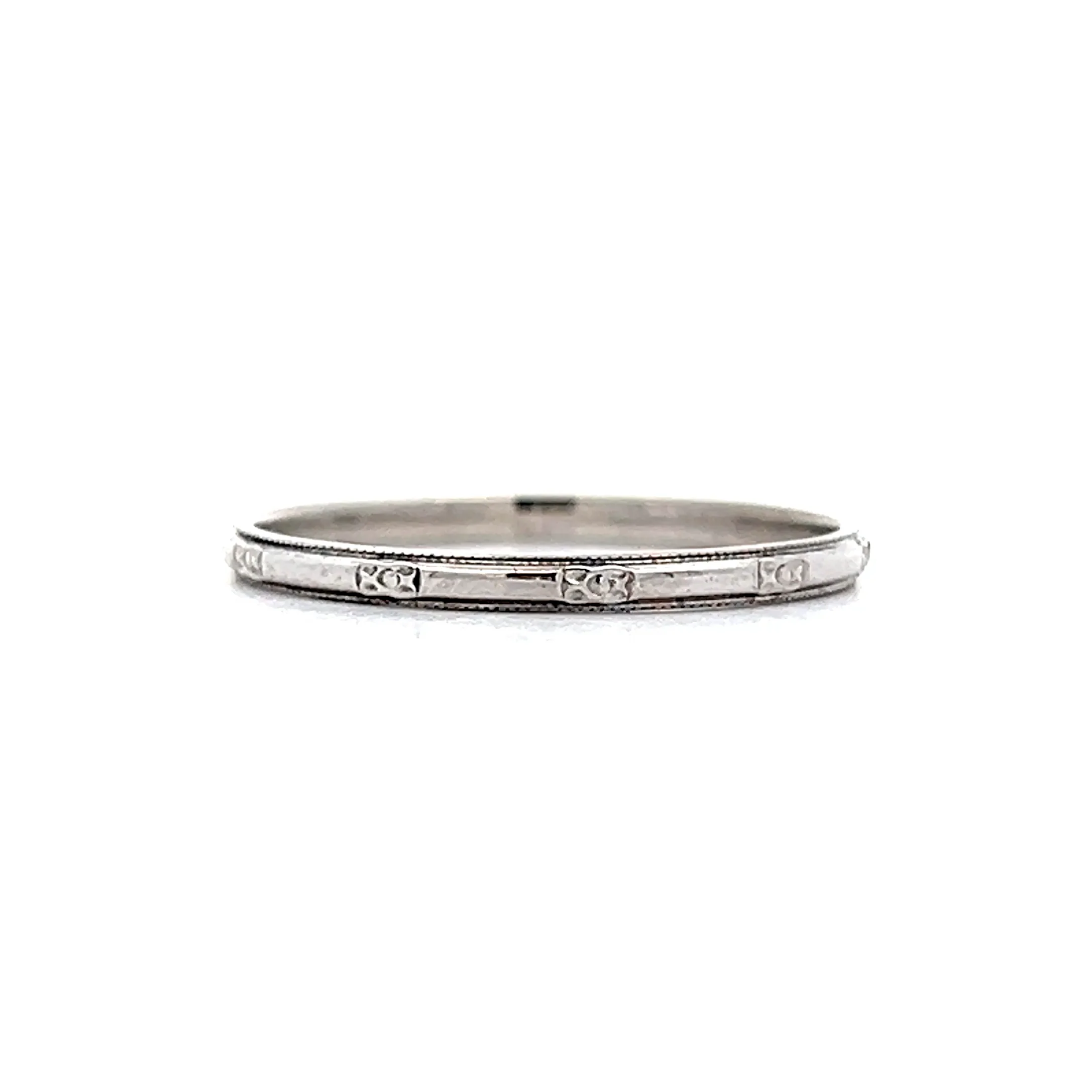 Antique Engraved Orange Blossom Wedding Band in 18k - Image 3