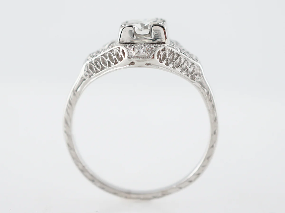 Antique Estate Diamond Filigree Engagement Ring in Platinum - Image 4