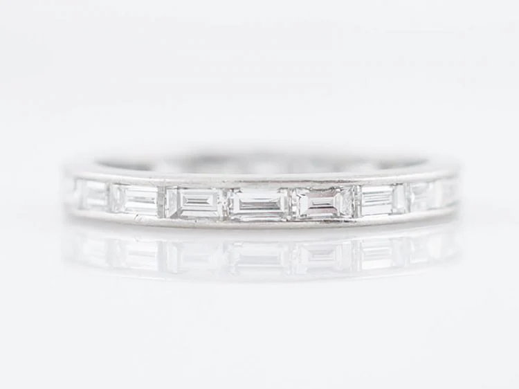 Antique Eternity Wedding Band Art Deco 1.00 Baguette Cut Diamonds in Platinum