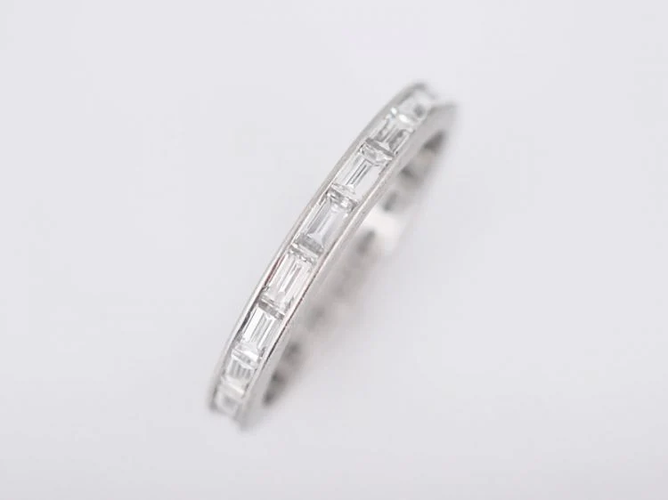 Antique Eternity Wedding Band Art Deco 1.00 Baguette Cut Diamonds in Platinum - Image 2