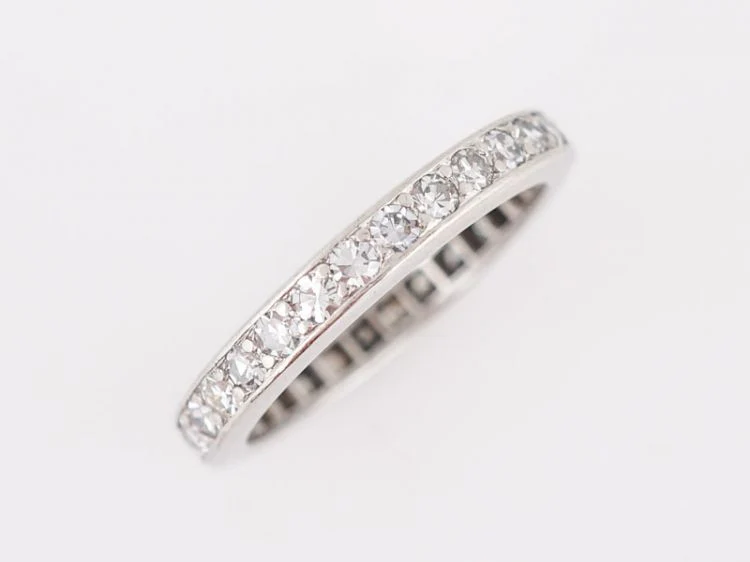 Antique Eternity Wedding Band Art Deco 1.20 Single Cut Diamonds in Platinum - Image 2