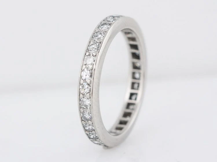 Antique Eternity Wedding Band Art Deco 1.20 Single Cut Diamonds in Platinum - Image 3