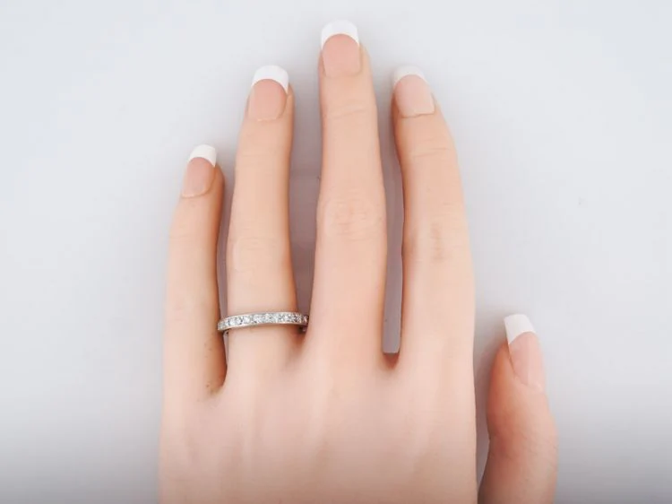Antique Eternity Wedding Band Art Deco 1.20 Single Cut Diamonds in Platinum - Image 4