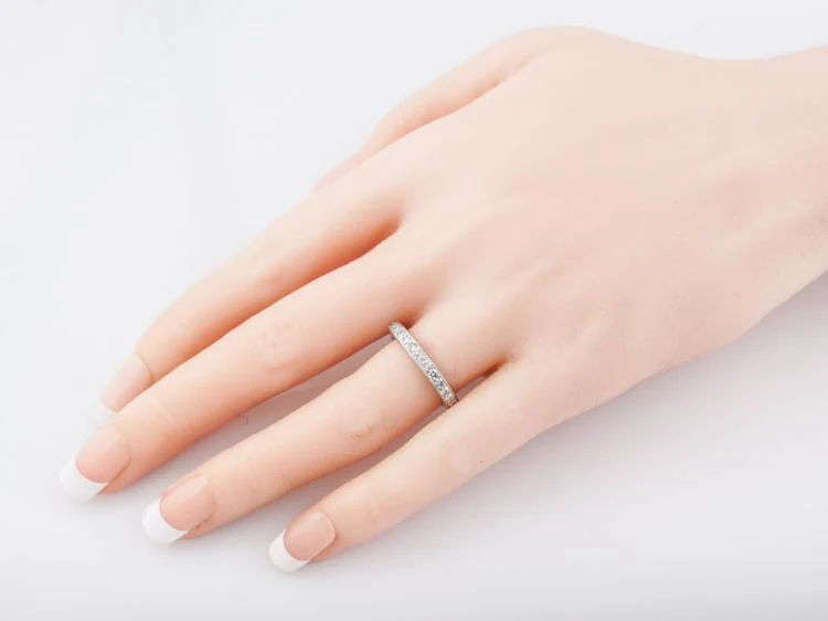 Antique Eternity Wedding Band Art Deco 1.20 Single Cut Diamonds in Platinum - Image 5