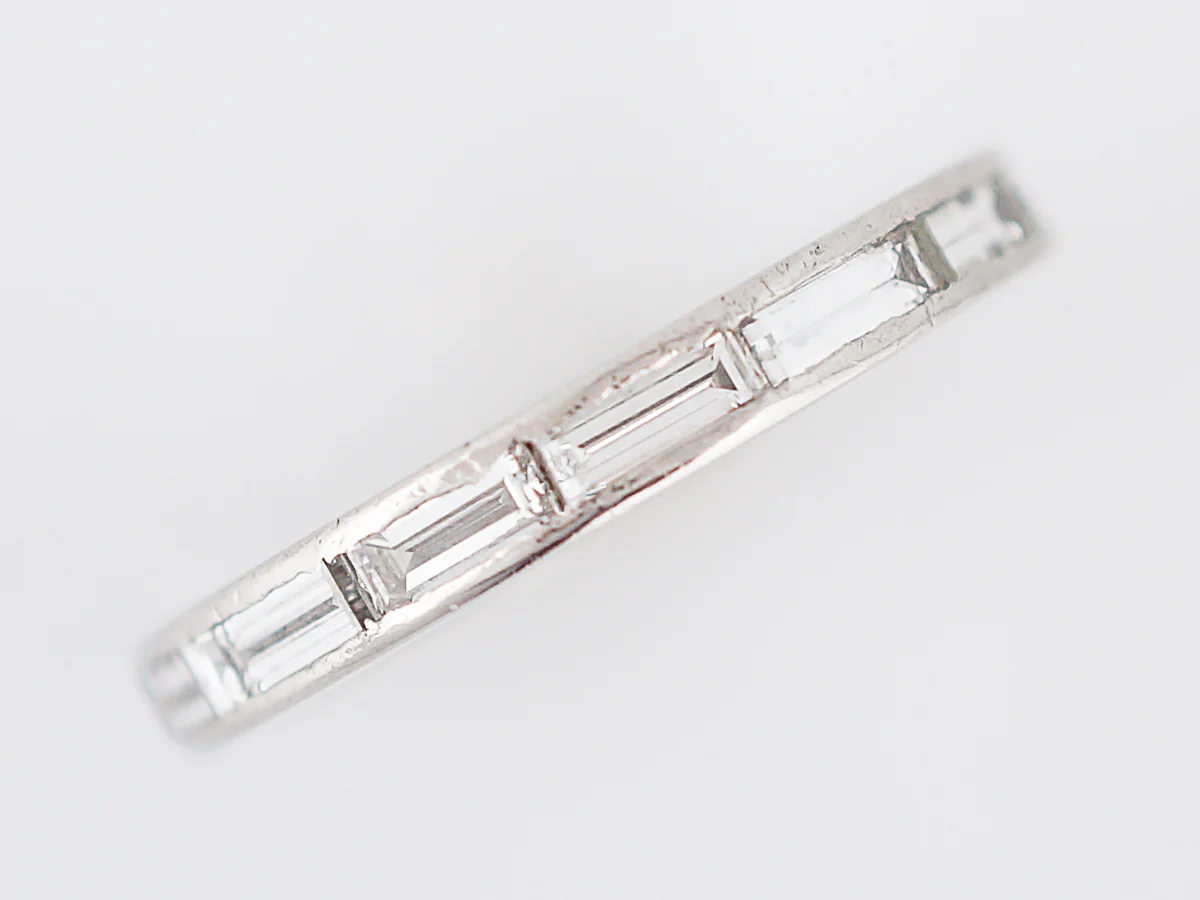 Antique Eternity Wedding Band Art Deco 1.54 Baguette Cut Diamonds in Platinum - Image 2