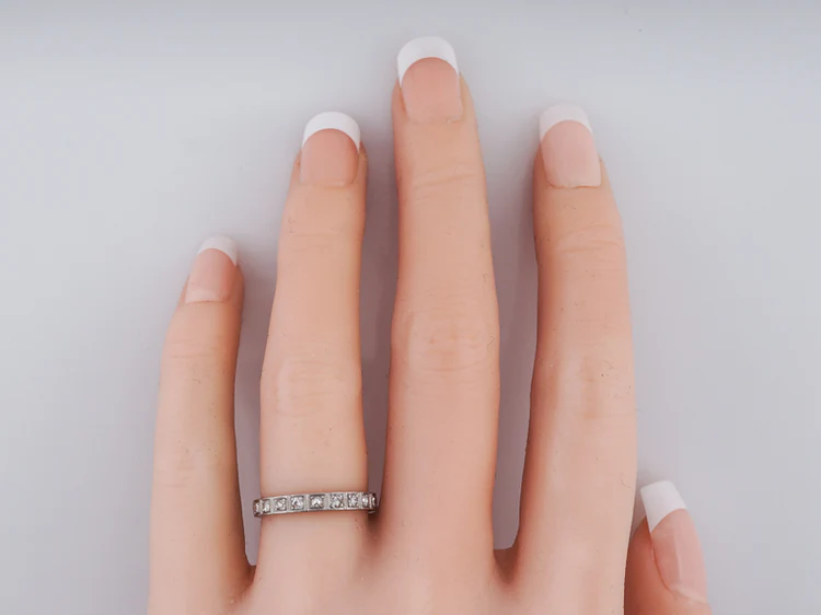 Antique Eternity Wedding Band Art Deco .30ct Single Cut Diamonds in Platinum - Image 5