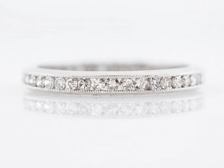 Antique Eternity Wedding Band Art Deco .50 Single Cut Diamonds in Platinum