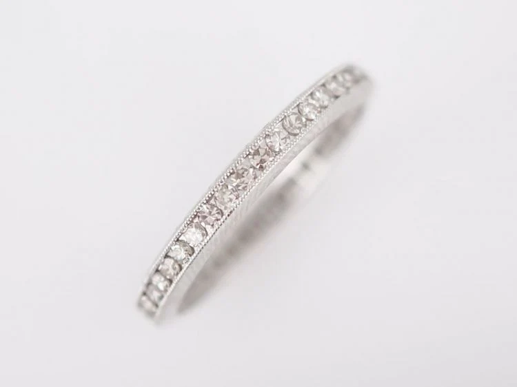 Antique Eternity Wedding Band Art Deco .50 Single Cut Diamonds in Platinum - Image 2