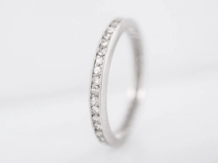 Antique Eternity Wedding Band Art Deco .50 Single Cut Diamonds in Platinum - Image 3