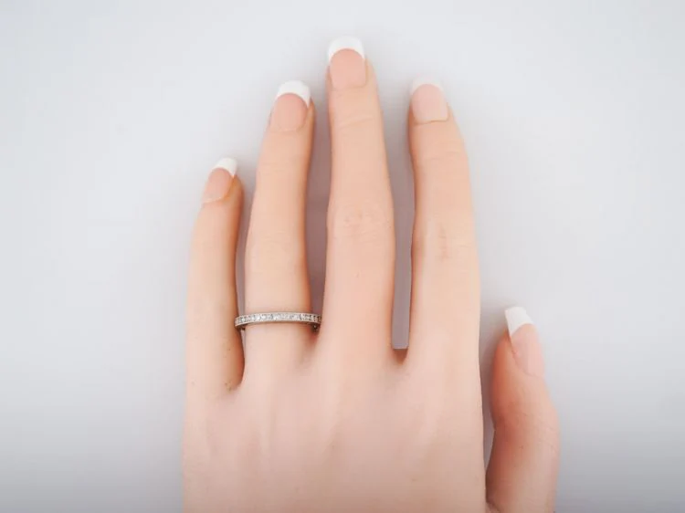Antique Eternity Wedding Band Art Deco .50 Single Cut Diamonds in Platinum - Image 5