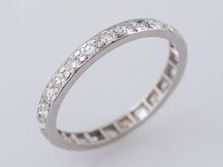Antique Eternity Wedding Band Art Deco .50 Single Cut Diamonds in Platinum - Image 2