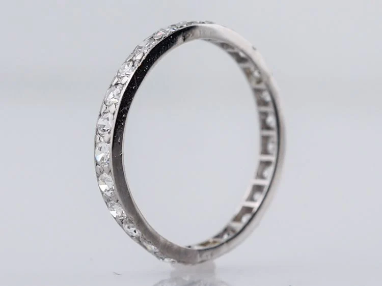 Antique Eternity Wedding Band Art Deco .50 Single Cut Diamonds in Platinum - Image 3